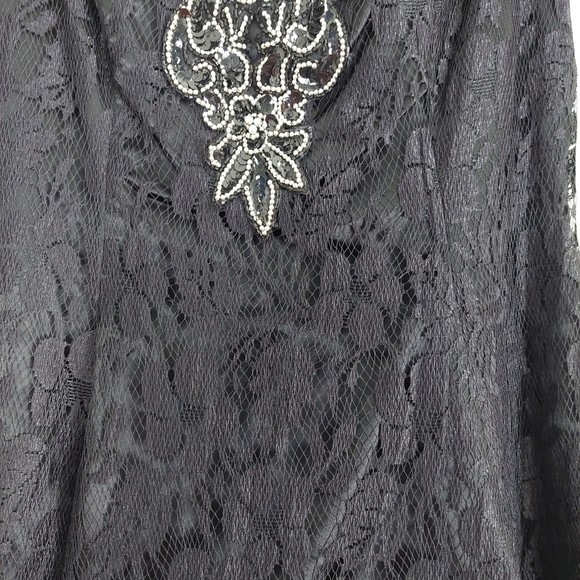 Betsy & Adam Black Sequin Short Puff sleeve Tulle Prom Cocktail Dress Sz 13 VTG - Picture 8 of 16